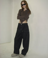 COLOR BLEACH WIDE DENIM PANTS