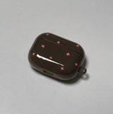 witty star rain airpods case (brown+pink)
