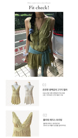 Dear. Antique Satin Lace Slip Mini Dress