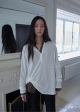 Boyfriend Henley Loose T-shirt (Ivory)