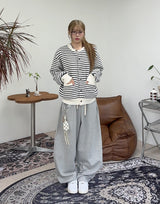 Laber Waffle Stripe Cardigan