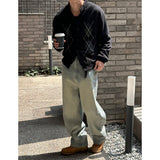[Unisex] アーガイルパターンハーフネックカーディガン(2color)