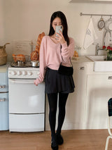 FN Layered Wrap Pleated Skirt Pants (3color)
