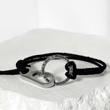 Leather string lettering bracelet_black