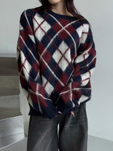 Argyle brush round knit(2color)