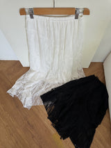 twill lace frill long skirt