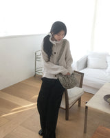 Alfo High Neck Button Knit Cardigan