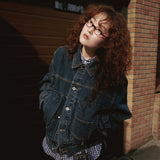 Bleach dyeing trucker jacket / Vintage indigo