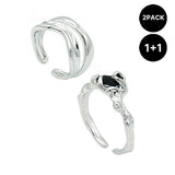 [2PACK][Silver] Open Ring (Choose Two of 11 types) (Random Gift Additional)