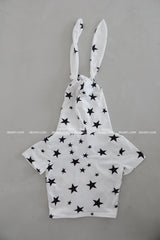 Rabbit ears Star star cropped short-sleeved hoodie