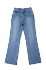 スタッドブーツカットデニムパンツ (LIGHT BLUE) メン