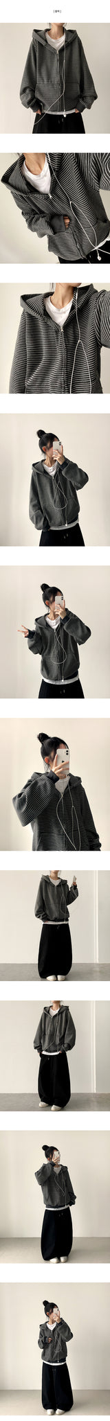 TIG Oversized-fit Soft Knitwear Hooded Zip-Up