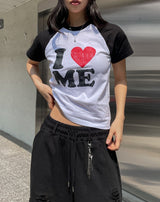 I loveラグランクロップスリーブ