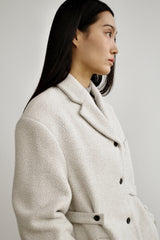 Fuzzy heavy wool coat, Light grey