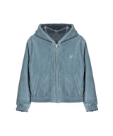 Reversible fleece crop hood zip-up