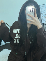 ストリートパッチフーディージップアップ🤎🤍🖤3COLOR