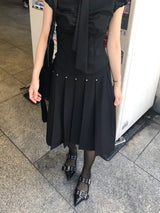 Monday Office Ball Stud Pleated Midi Skirt