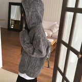Dubo MoHair Fur Brush Zipper Hood Zip-Up
