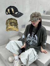 camo destroyed ball cap