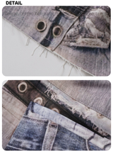 print patch denim hip skirt