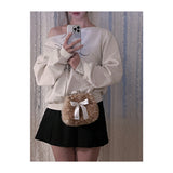 ミディアムファウンリボンフレームバッグ (handmade bag)