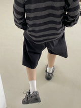Nylon wide banding half pants 2C