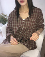 ロキャット オーバーサイズフィット チェックシャツ