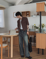 アンダースナップワイドデニムパンツ