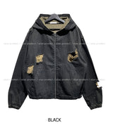 Damage Two Way Denim Hooded Jacket
