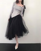 [ special ] aura black ribbon one - shoulder NT TOP