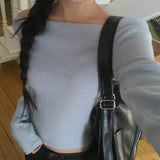 Haezen feminine fit off-shoulder knit T-shirt