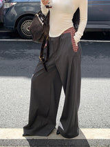 Check Detail Wide Slacks Pants