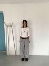 BOAT NECK MID SLEEVE TEE (4C)