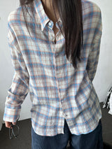 Ani Sheer Check Oversized Shirt 3color