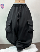 BALLOON OVER WIDE BOXY CARGO HIP LONG PANTS🩶🖤2COLOR