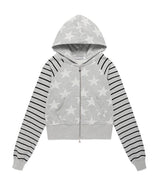 W RAGLAN STAR ZIP UP HOODIE GREY(CV2FFFM482A)