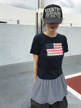 アメリカフラワーパッチ半袖Tシャツ (3c)