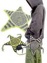 Handmade crochet swirling circle star crossbody bag 