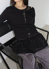 PEARL MESH SHIRRING TOP