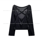 Cross Back Silt See-Through Knit