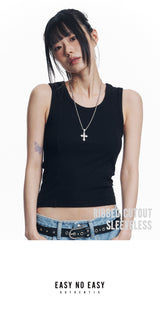 Ribbed Cutout Sleeveless - Black