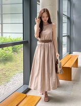 ケッズ ノースリーブ フレア ロングワンピース (Belt Set)