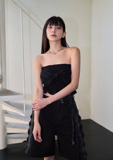 bow tube top - black