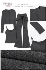 ロイヤル チャコール フリル トレーニング スリーピース セットアップ (Cardigan+Sleeveless+Pants)