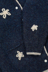 フラワーカラーニットカーディガン [Navy]
