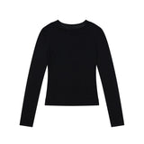 (DUC) Henley-Neck Double-Layer Long Sleeve Black