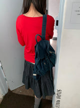 Zikan Check Shirring Midi Skirt