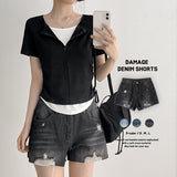 [Slit Shorts] Distressed Denim Shorts (3 colors)