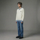 White Half Cable Knit