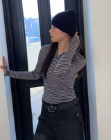 Arun Stripe Hood Long Sleeve T-shirt